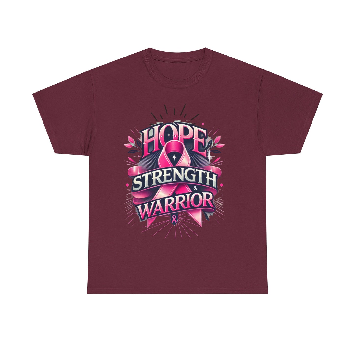 Hope, Strength, Warrior, Breast Cancer Awareness Cotton Tee