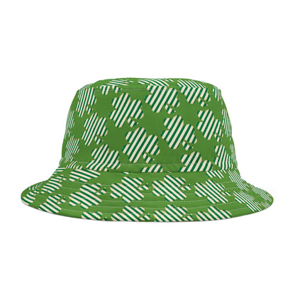 St. Patrick's Day Green Bucket Hat - Fun Striped Clover Design