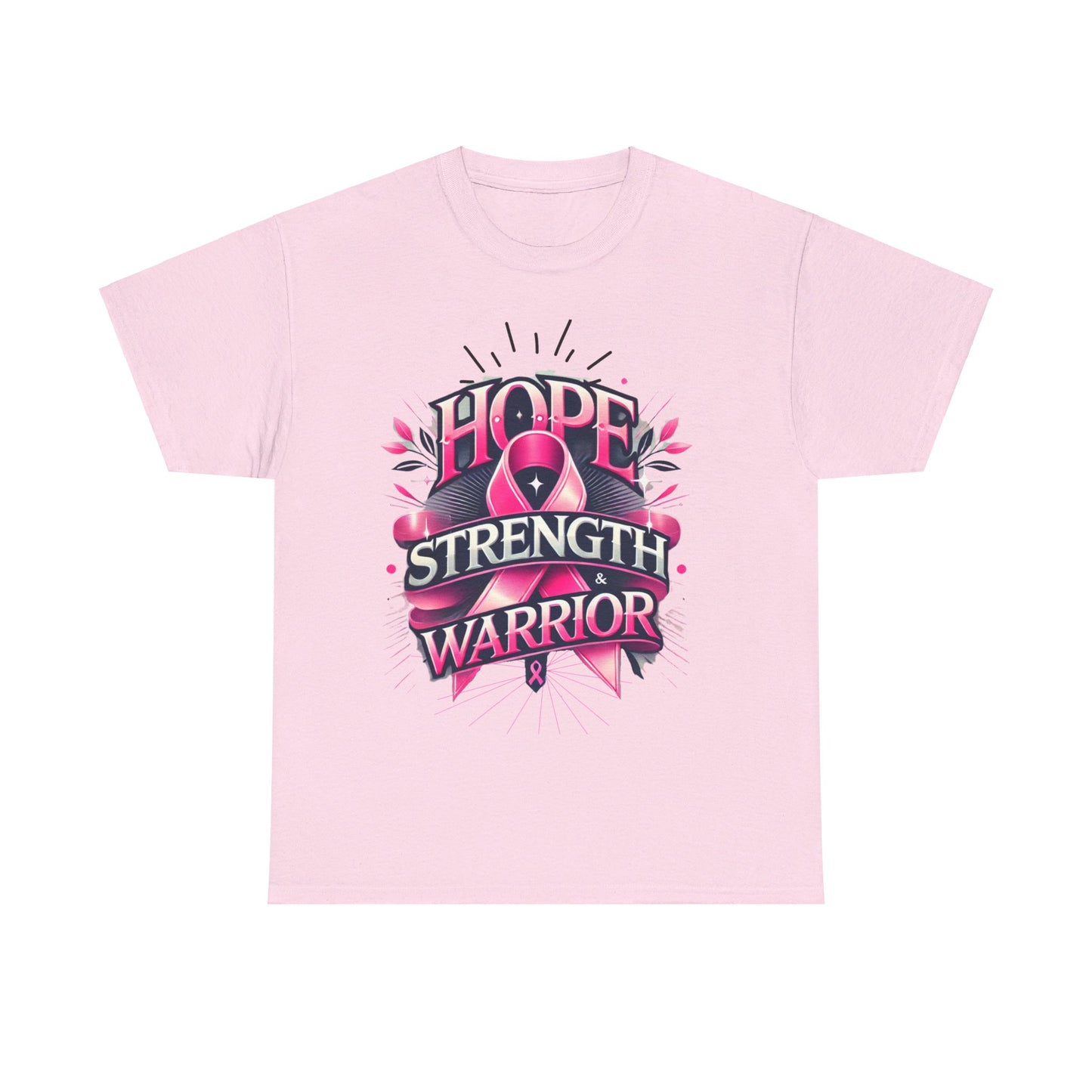 Hope, Strength, Warrior, Breast Cancer Awareness Cotton Tee