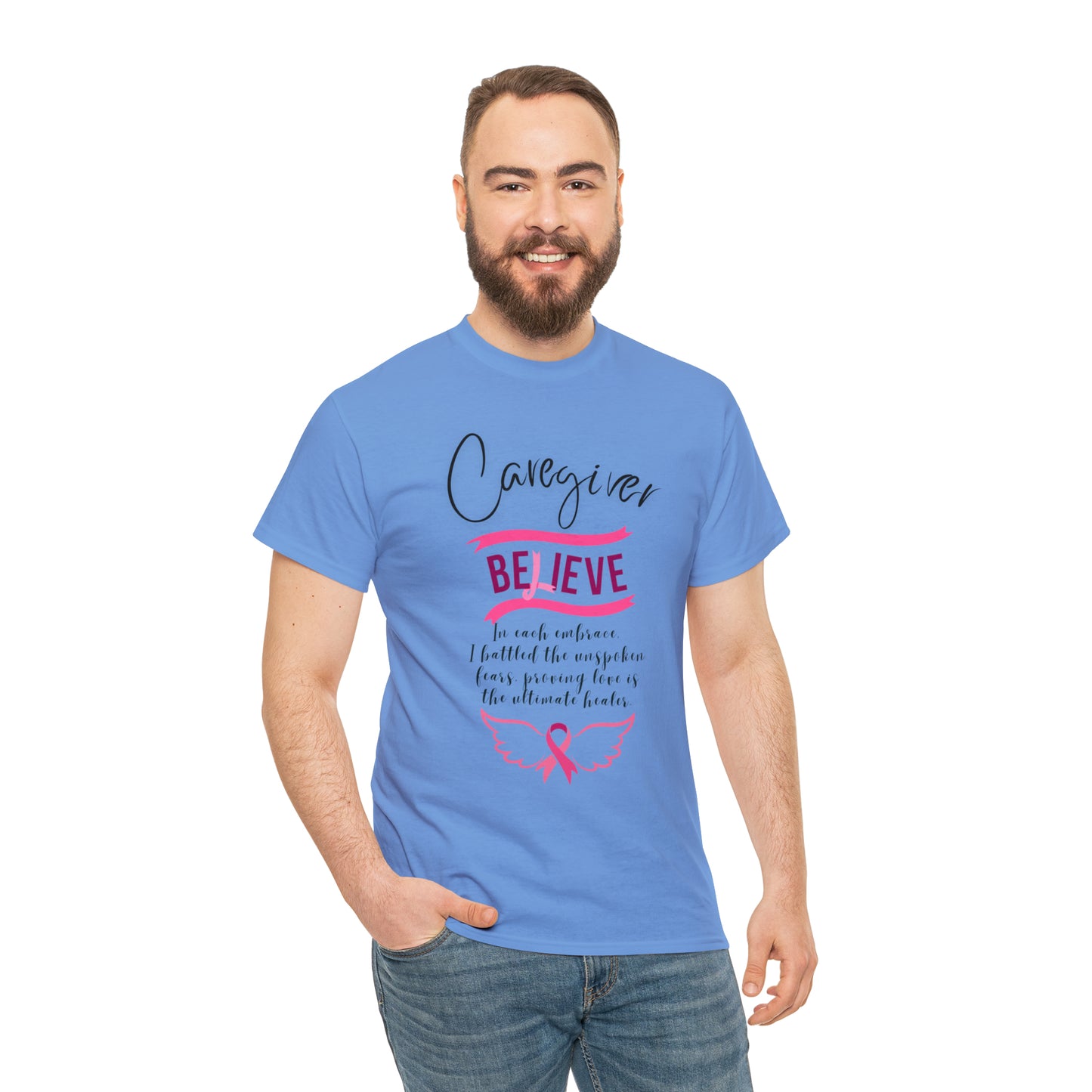 Caregiver Breast Cancer Awareness Unisex Heavy Cotton Tee