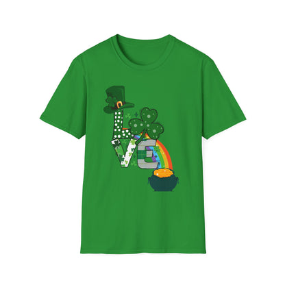 Festive St. Patrick’s Day LOVE T-Shirt – Lucky Shamrock & Pot of Gold Design 🍀🌈