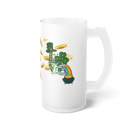 St. Patrick’s Day Beer Mug – Lucky Shamrock & Pot of Gold Design