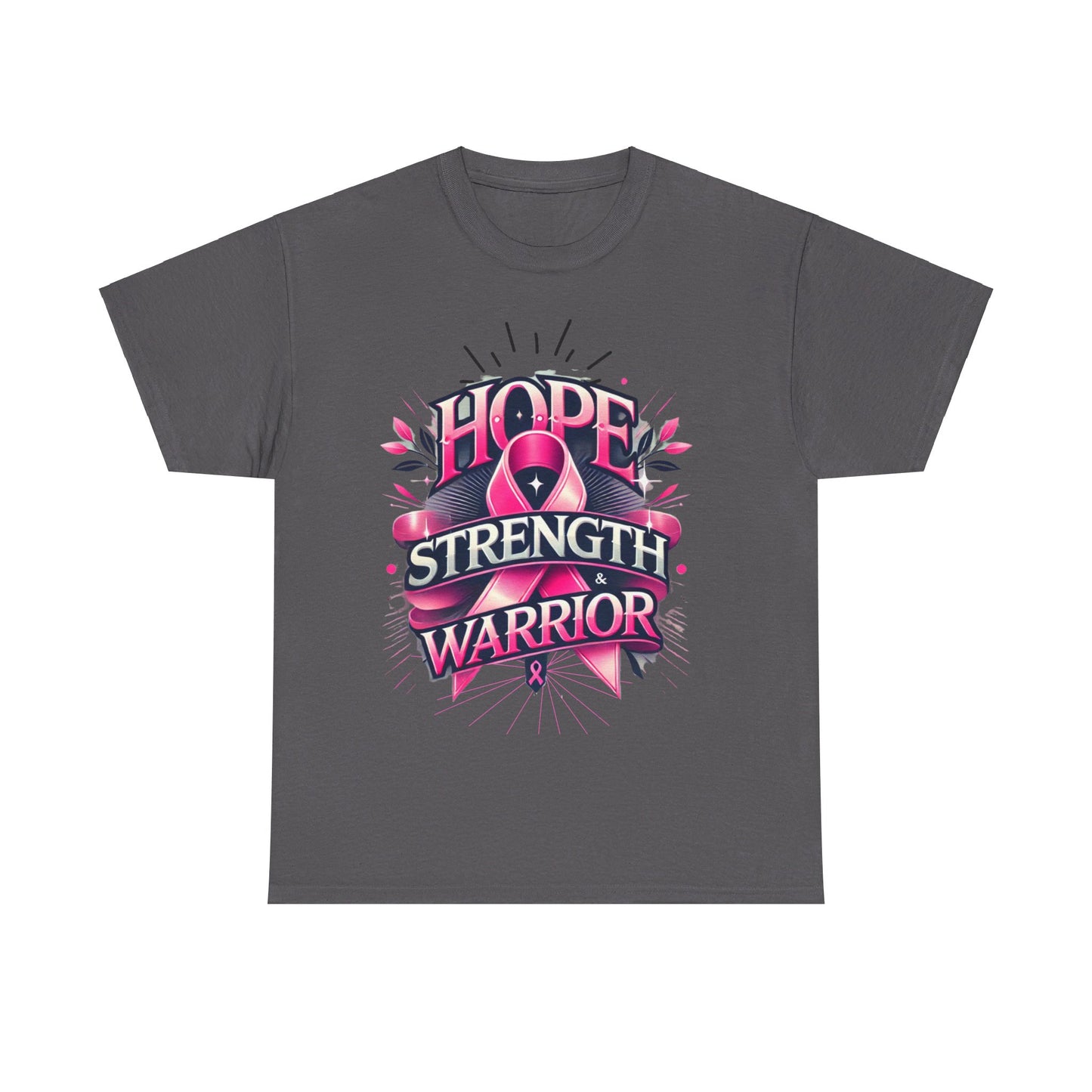 Hope, Strength, Warrior, Breast Cancer Awareness Cotton Tee