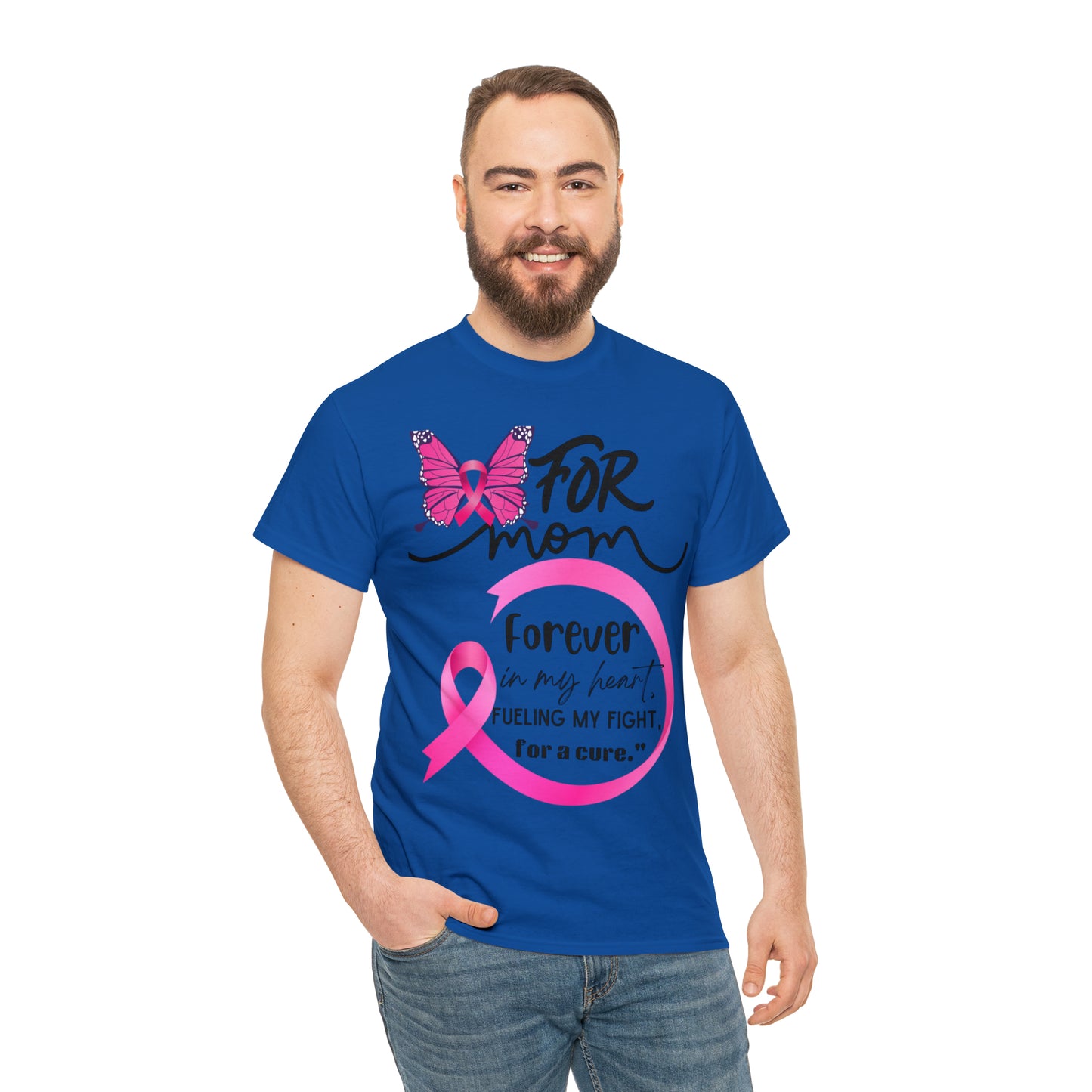 "For Mom" Unisex Breast Cancer Awareness Heavy Cotton Tee