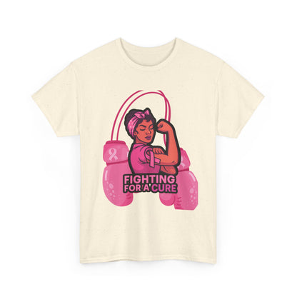 Fighting for a Cure Tee, Support Breast Cancer Awareness Shirt, Unisex Cotton Tee, Inspirational Graphic Tee, Pink Ribbon Gift