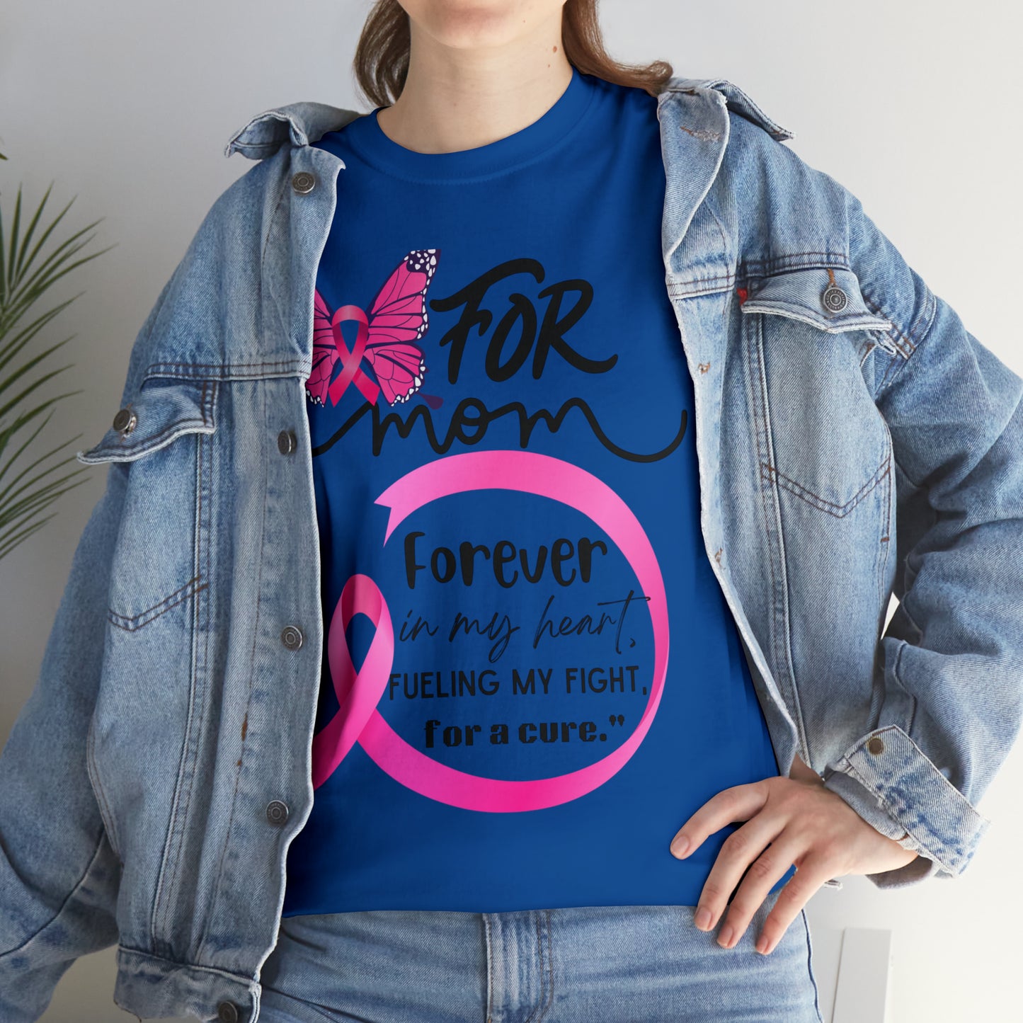 "For Mom" Unisex Breast Cancer Awareness Heavy Cotton Tee