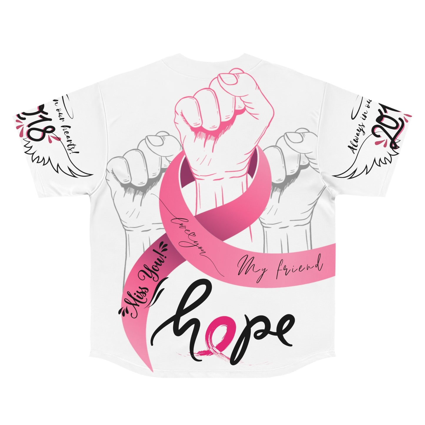 Customized "Friend" breast cancer Baseball Jersey (AOP)