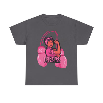 Fighting for a Cure Tee, Support Breast Cancer Awareness Shirt, Unisex Cotton Tee, Inspirational Graphic Tee, Pink Ribbon Gift