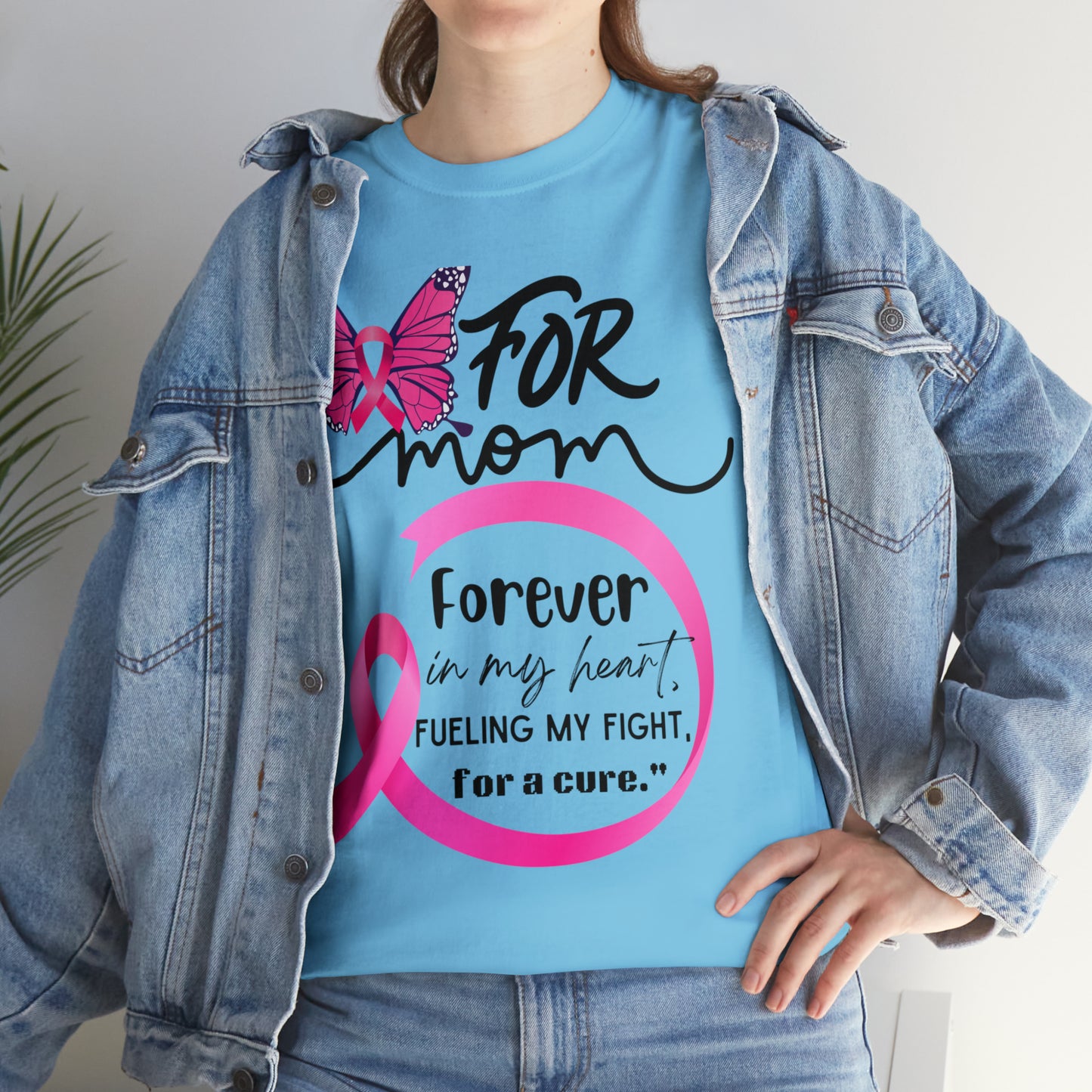 "For Mom" Unisex Breast Cancer Awareness Heavy Cotton Tee