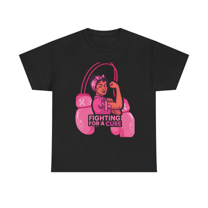 Fighting for a Cure Tee, Support Breast Cancer Awareness Shirt, Unisex Cotton Tee, Inspirational Graphic Tee, Pink Ribbon Gift