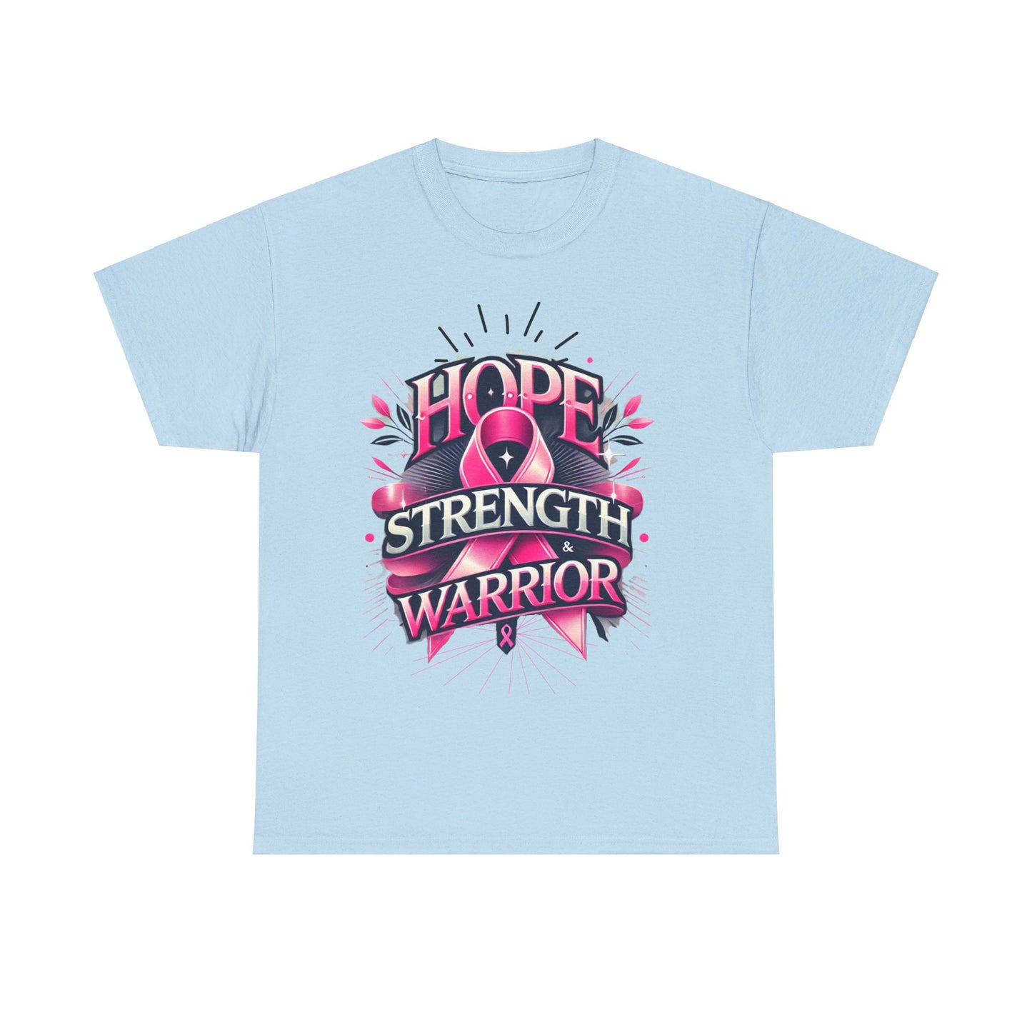 Hope, Strength, Warrior, Breast Cancer Awareness Cotton Tee