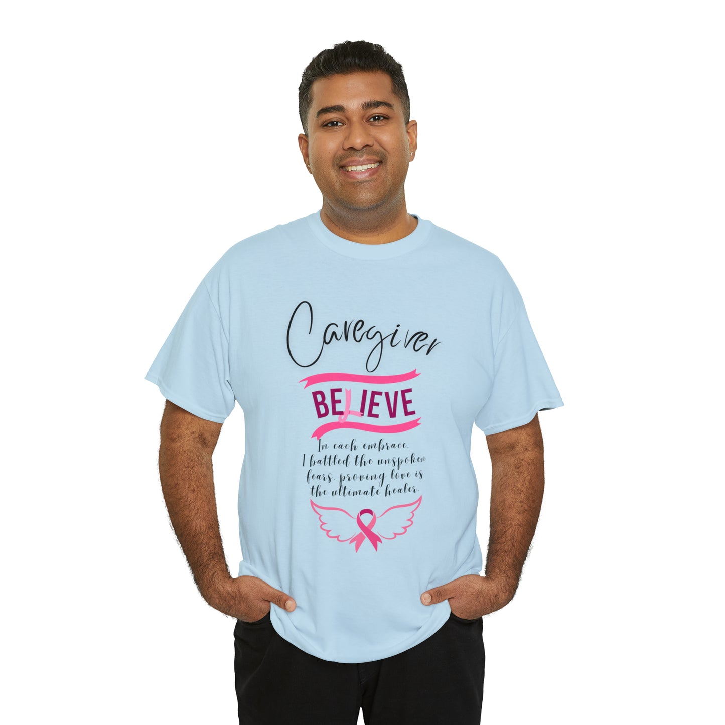 Caregiver Breast Cancer Awareness Unisex Heavy Cotton Tee