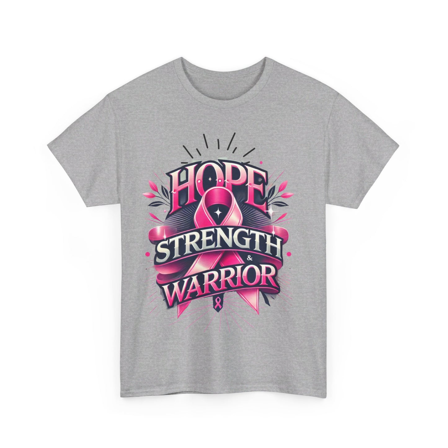 Hope, Strength, Warrior, Breast Cancer Awareness Cotton Tee