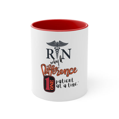 RN Makes a Difference -Accent Coffee Mug, 11oz