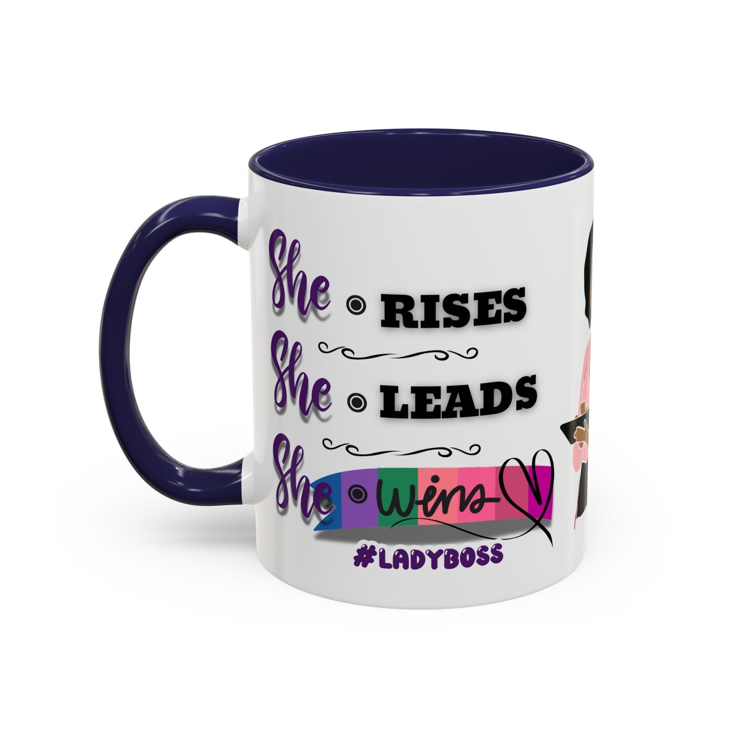 Empowering Lady Boss Coffee Mug - She Rises, She Leads, She Wins