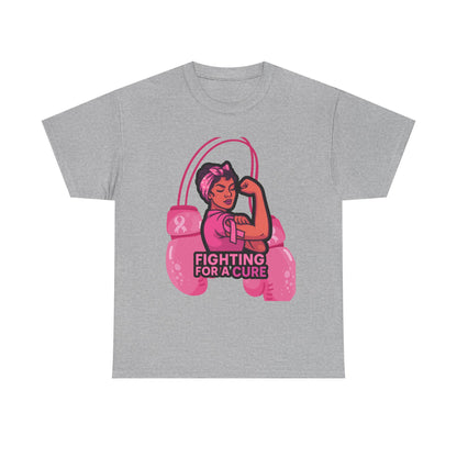 Fighting for a Cure Tee, Support Breast Cancer Awareness Shirt, Unisex Cotton Tee, Inspirational Graphic Tee, Pink Ribbon Gift