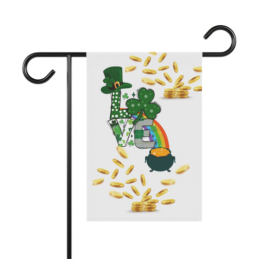 St. Patrick’s Day Garden Flag – Festive Shamrock, Leprechaun Hat & Pot of Gold Design