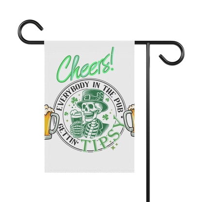 St. Patrick's Day Garden Banner - Cheers Skeleton Design