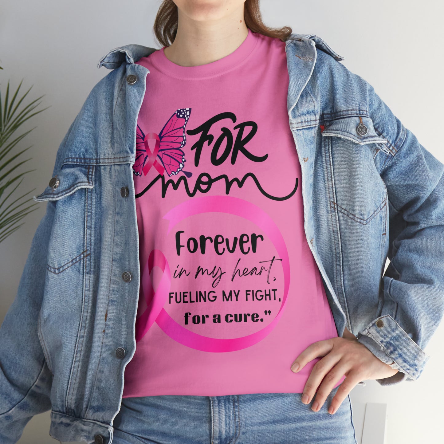 "For Mom" Unisex Breast Cancer Awareness Heavy Cotton Tee