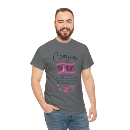 Caregiver Breast Cancer Awareness Unisex Heavy Cotton Tee