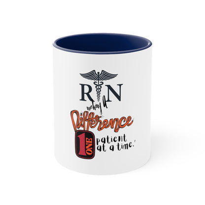 RN Makes a Difference -Accent Coffee Mug, 11oz