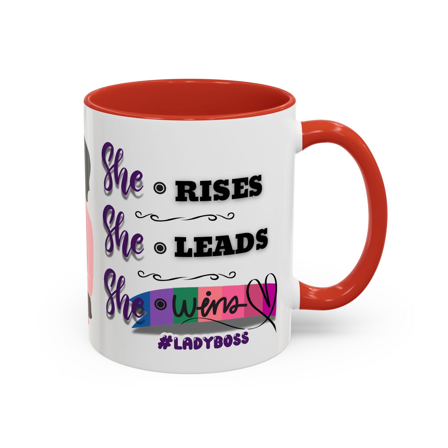 Empowering Lady Boss Coffee Mug - She Rises, She Leads, She Wins