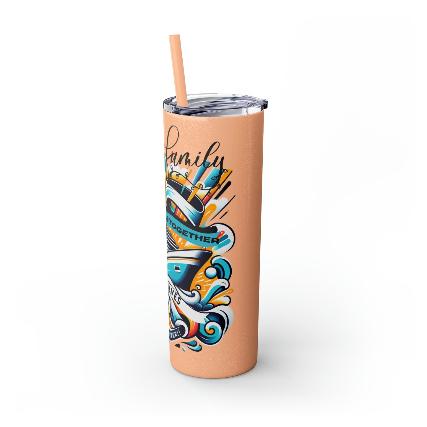 "A Family that Sails Together" Skinny Tumbler with Straw, 20oz