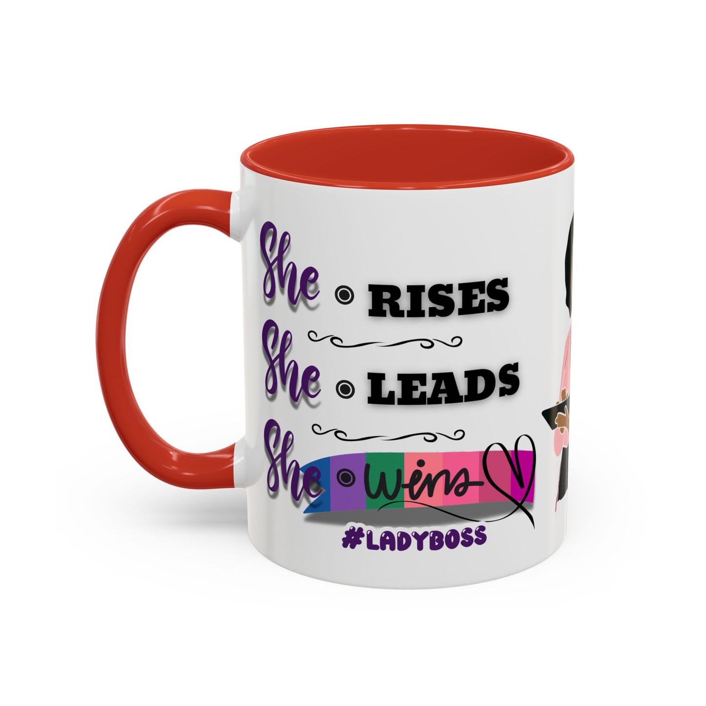 Empowering Lady Boss Coffee Mug - She Rises, She Leads, She Wins