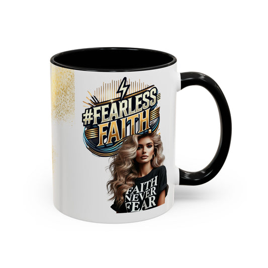 Fearless Faith Accent Coffee Mug - 11oz & 15oz - Inspirational Gift for Coffee Lovers
