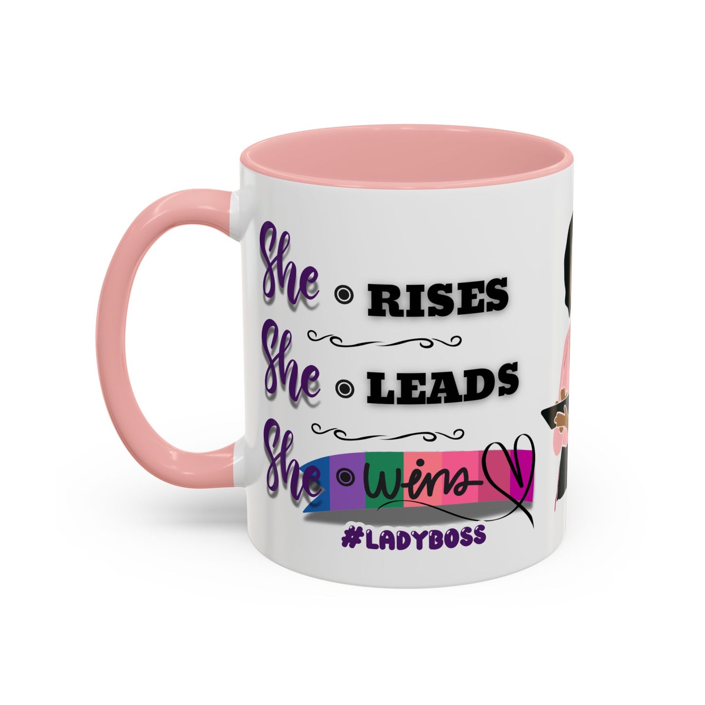 Empowering Lady Boss Coffee Mug - She Rises, She Leads, She Wins