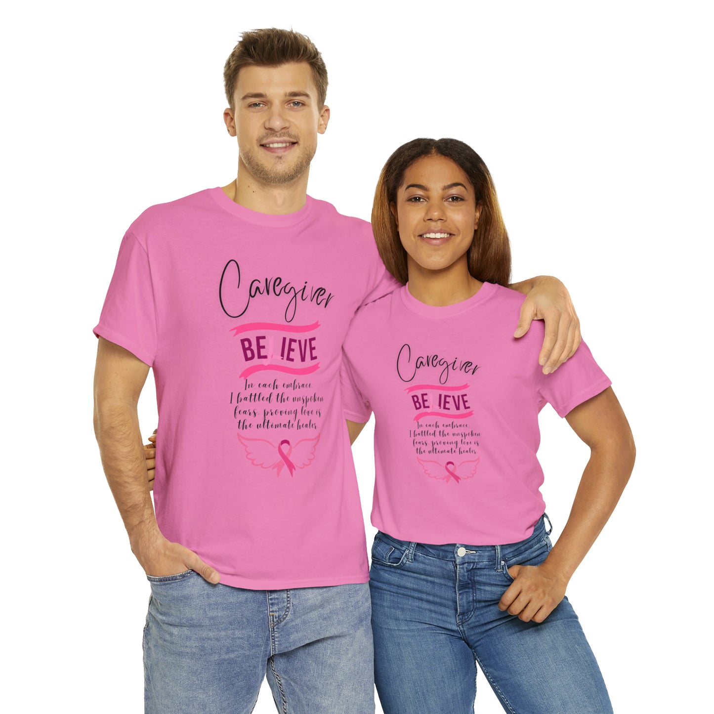 Caregiver Breast Cancer Awareness Unisex Heavy Cotton Tee