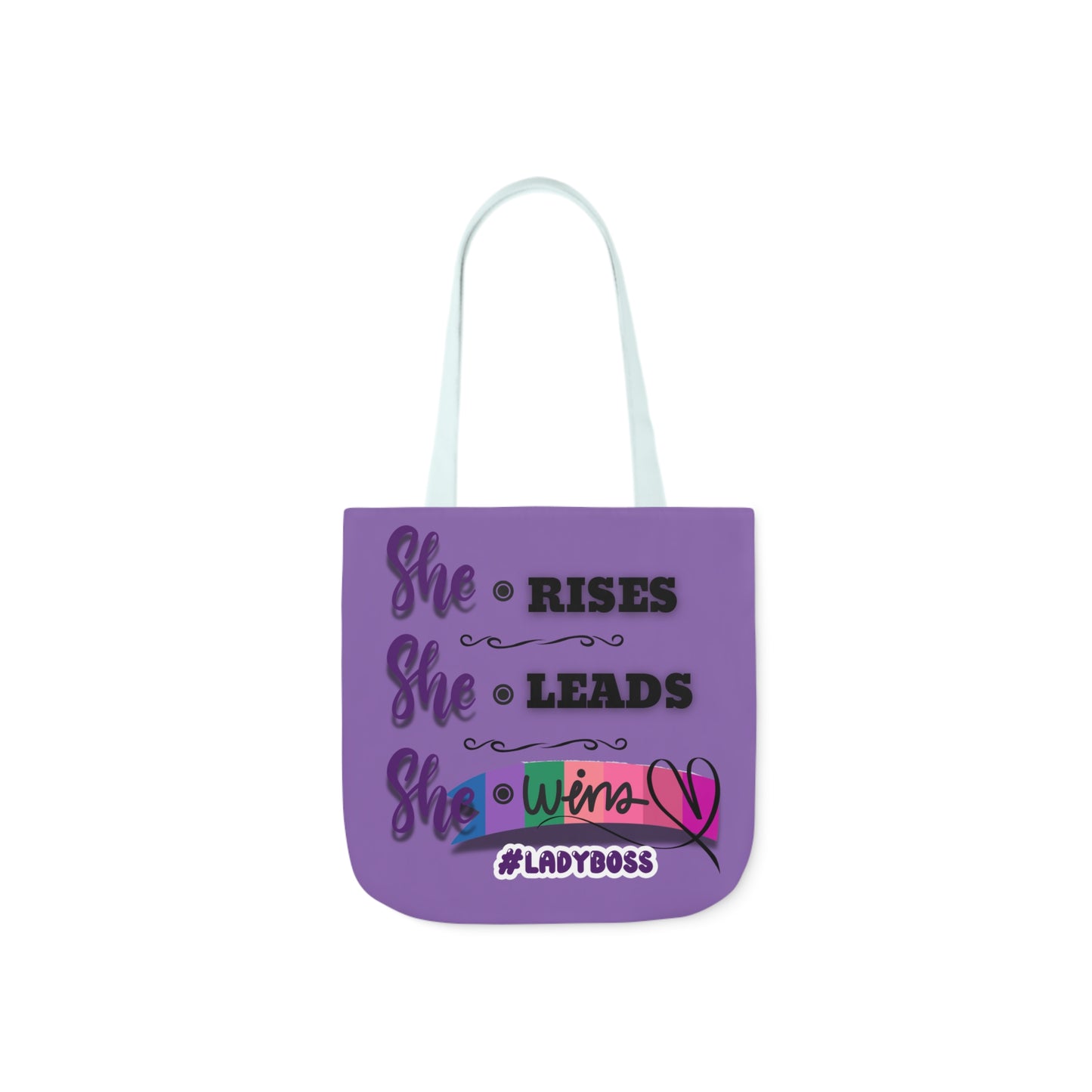 Empowering Canvas Tote Bag - She Rises, Leads, Wins #LadyBoss