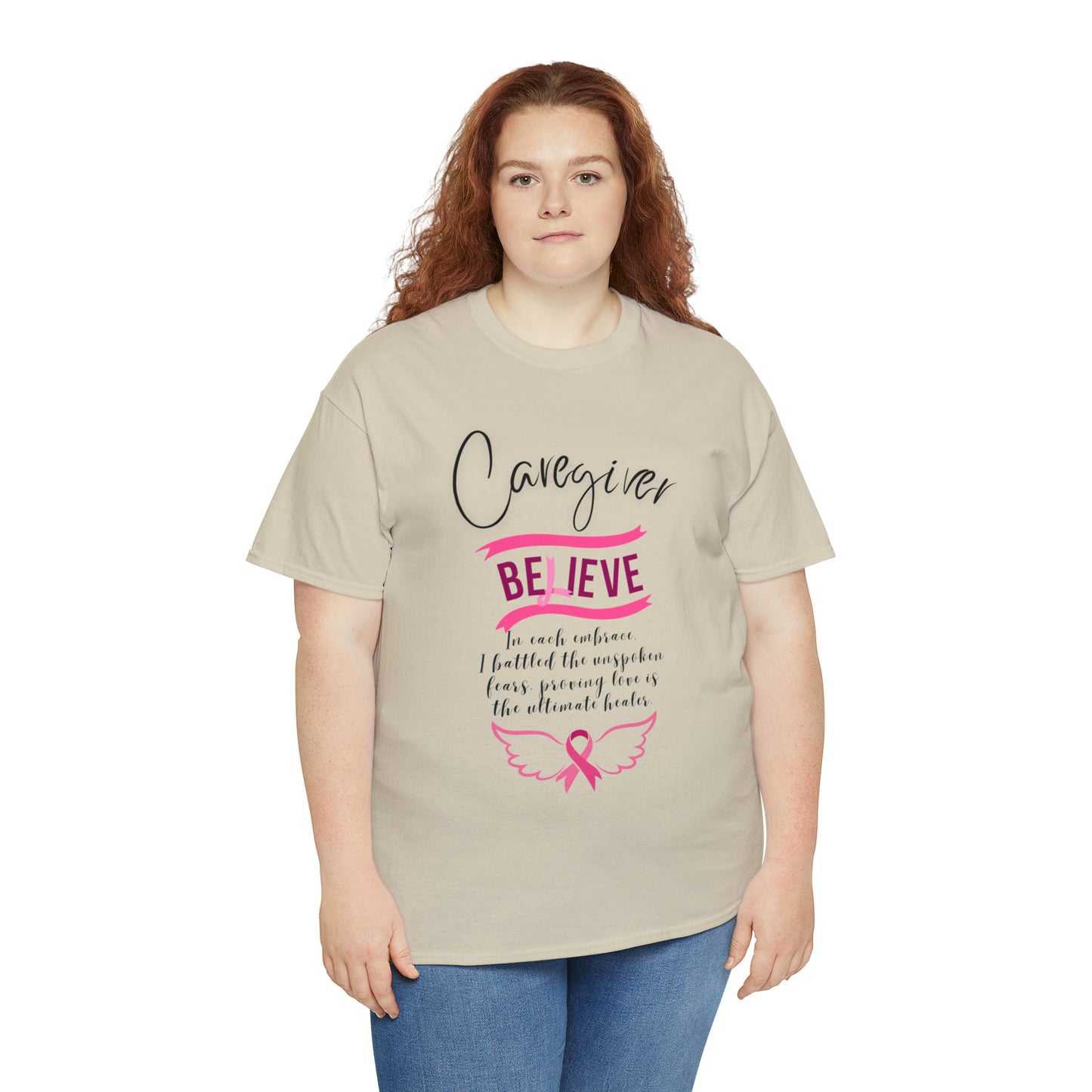 Caregiver Breast Cancer Awareness Unisex Heavy Cotton Tee