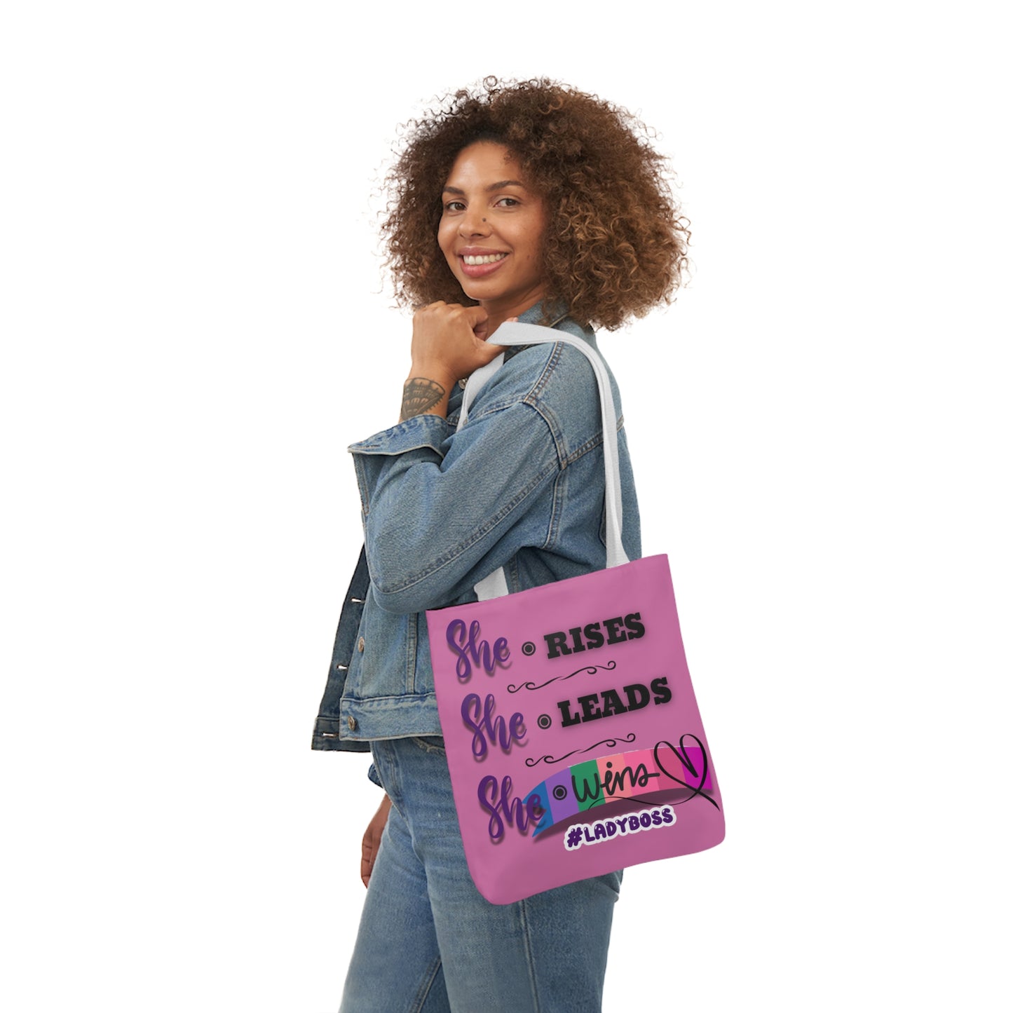 Copy of Empowering Canvas Tote Bag - She Rises, Leads, Wins #LadyBoss