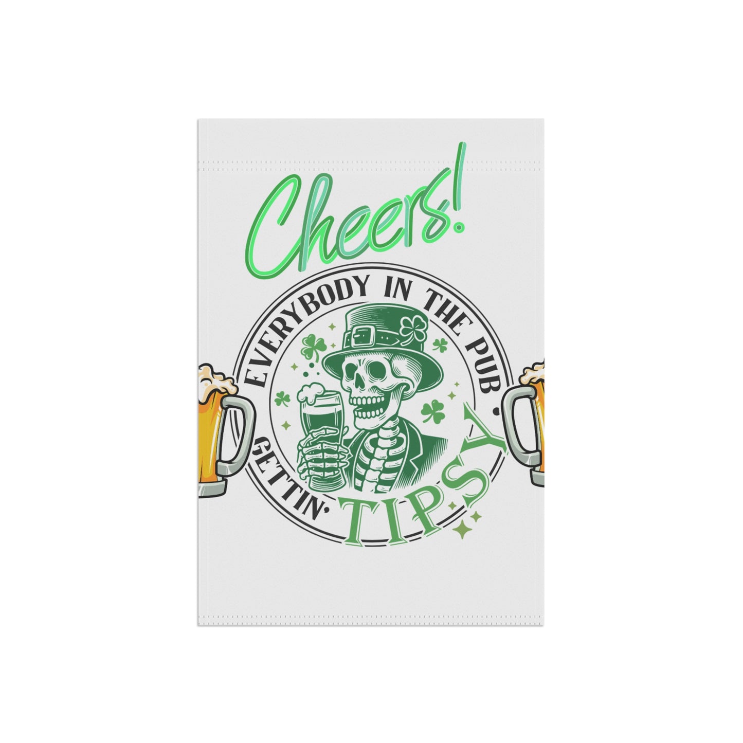 St. Patrick's Day Garden Banner - Cheers Skeleton Design