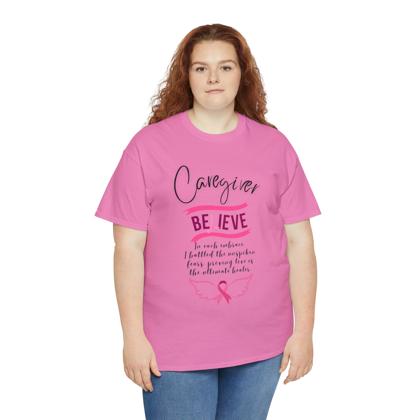 Caregiver Breast Cancer Awareness Unisex Heavy Cotton Tee