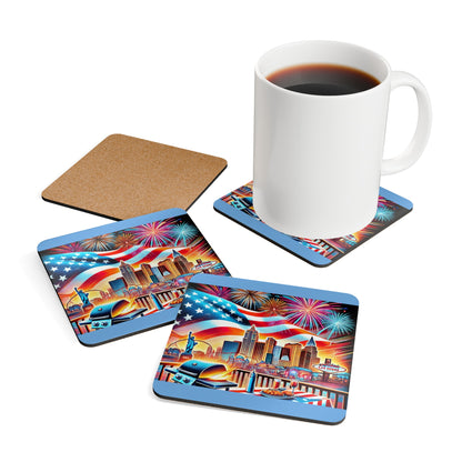 Las Vegas Corkwood Coaster Set