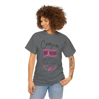 Caregiver Breast Cancer Awareness Unisex Heavy Cotton Tee