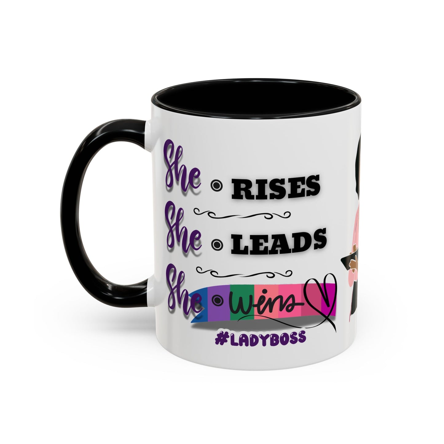 Empowering Lady Boss Coffee Mug - She Rises, She Leads, She Wins