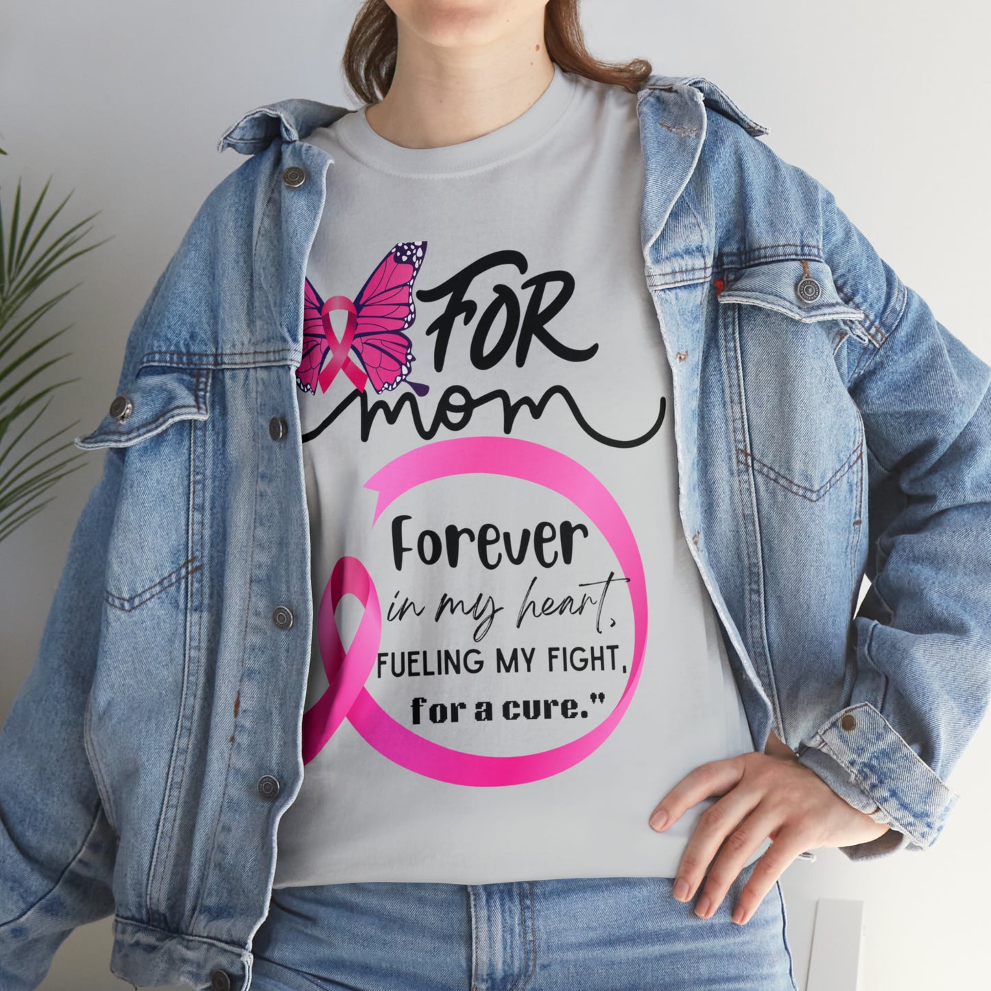 "For Mom" Unisex Breast Cancer Awareness Heavy Cotton Tee