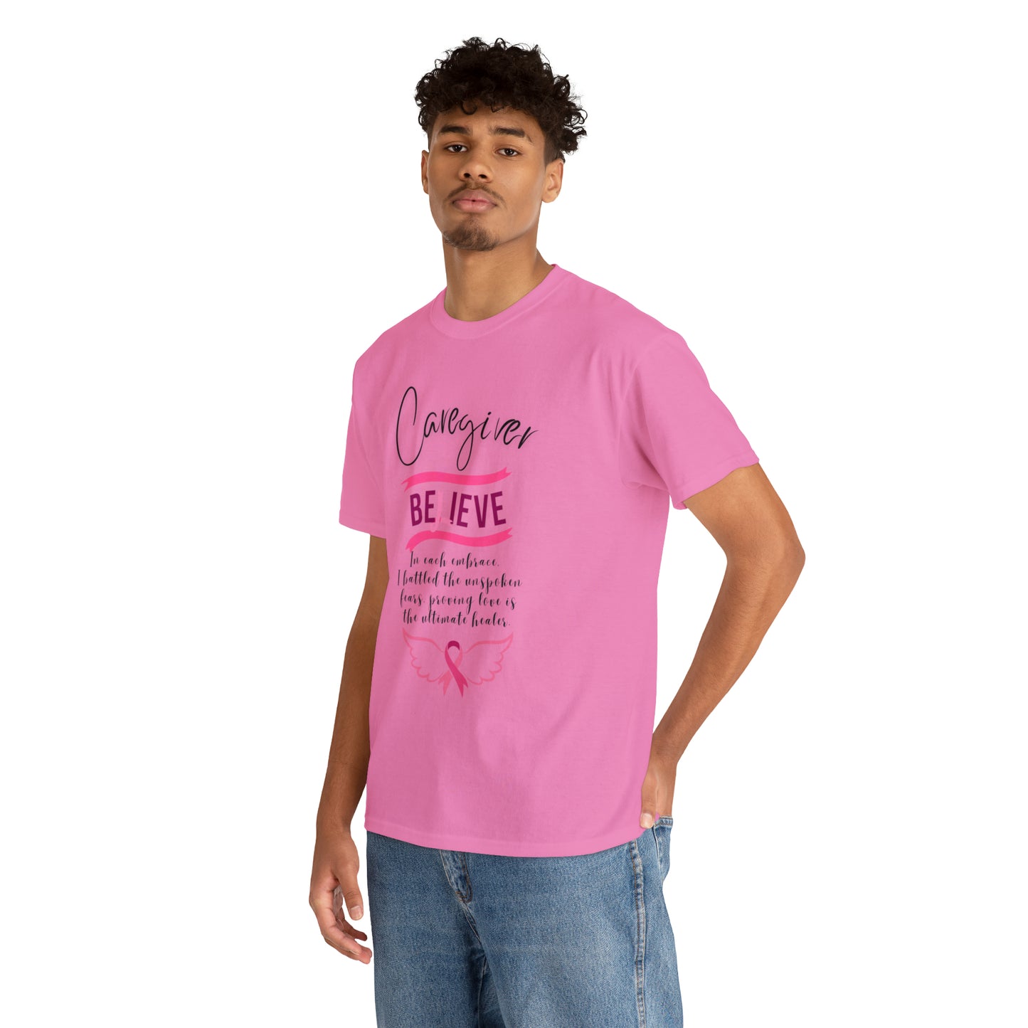 Caregiver Breast Cancer Awareness Unisex Heavy Cotton Tee