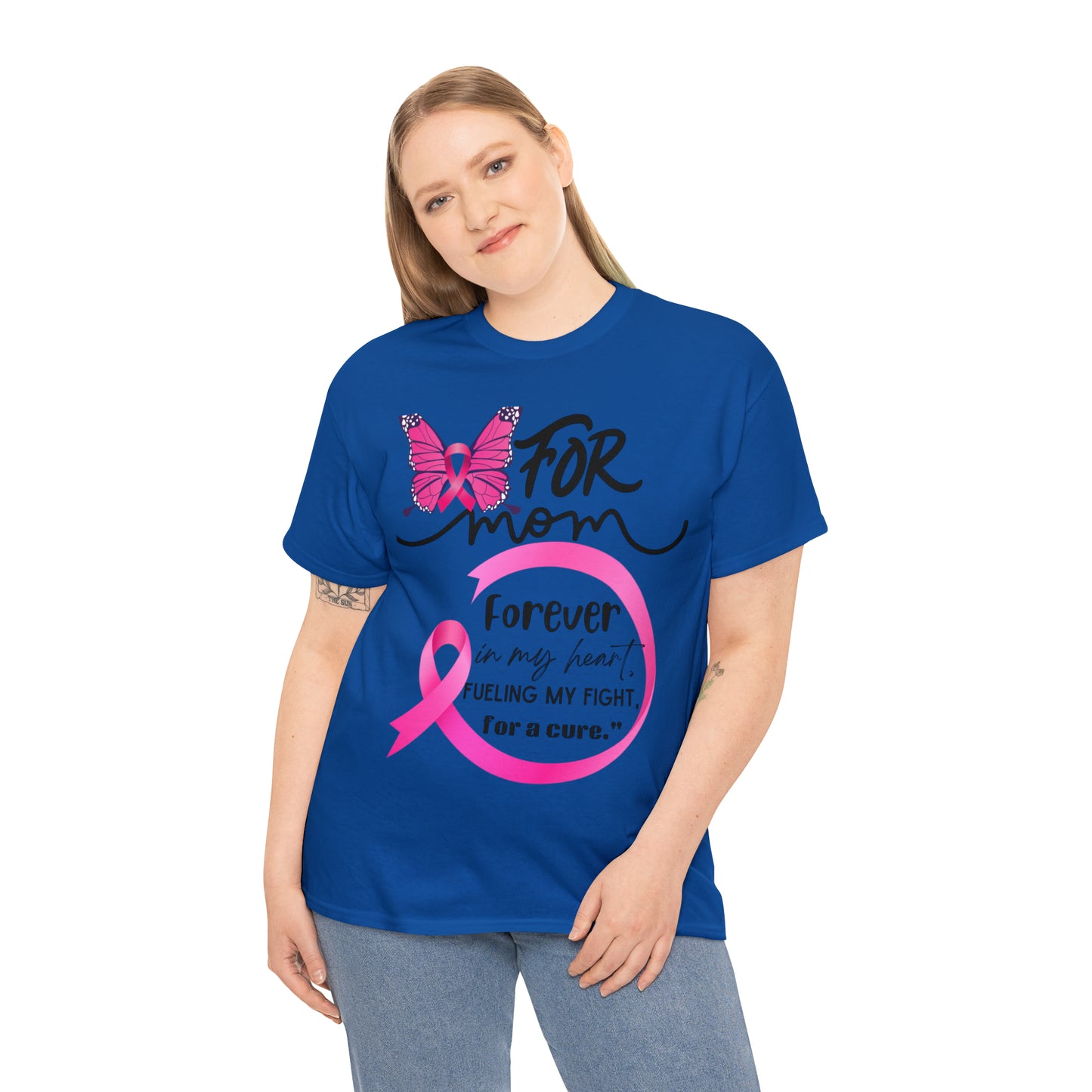 "For Mom" Unisex Breast Cancer Awareness Heavy Cotton Tee