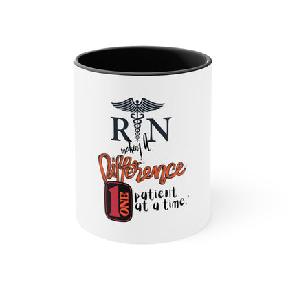 RN Makes a Difference -Accent Coffee Mug, 11oz