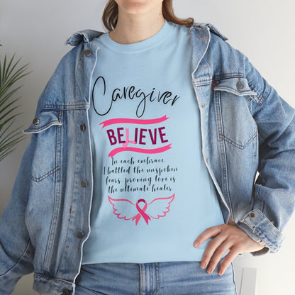 Caregiver Breast Cancer Awareness Unisex Heavy Cotton Tee