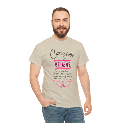 Caregiver Breast Cancer Awareness Unisex Heavy Cotton Tee