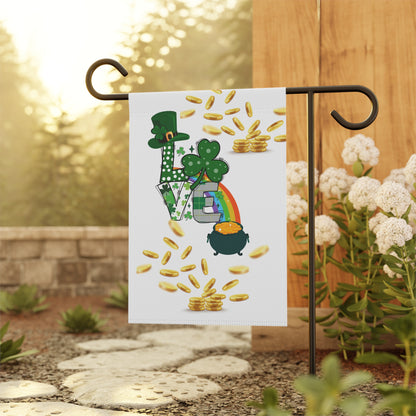 St. Patrick’s Day Garden Flag – Festive Shamrock, Leprechaun Hat & Pot of Gold Design