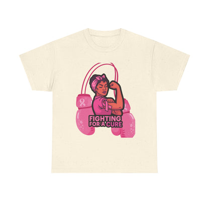 Fighting for a Cure Tee, Support Breast Cancer Awareness Shirt, Unisex Cotton Tee, Inspirational Graphic Tee, Pink Ribbon Gift