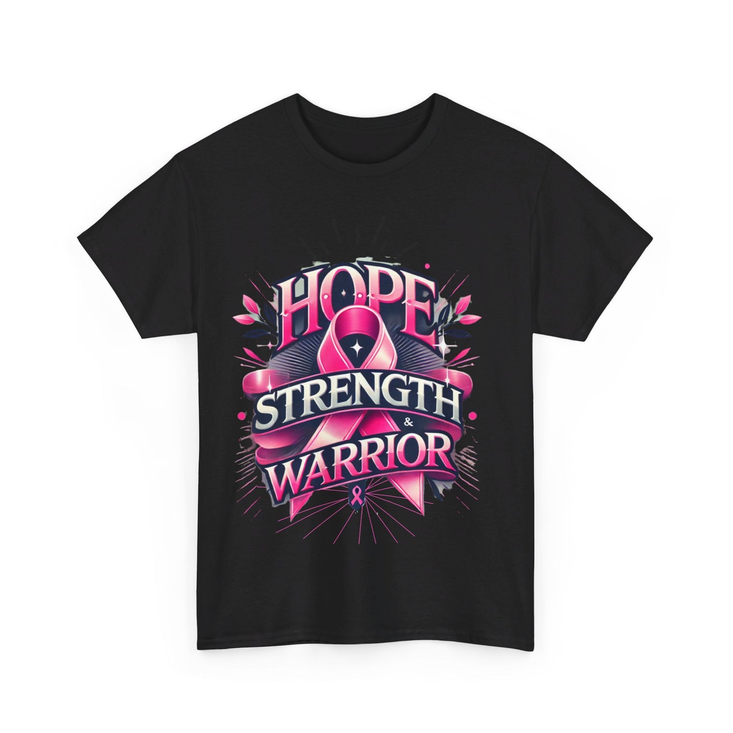 Hope, Strength, Warrior, Breast Cancer Awareness Cotton Tee