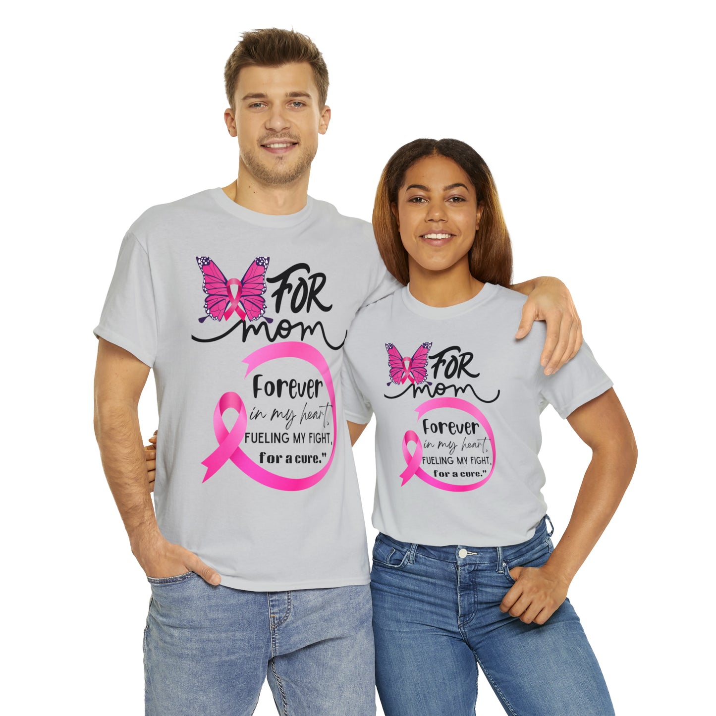 "For Mom" Unisex Breast Cancer Awareness Heavy Cotton Tee