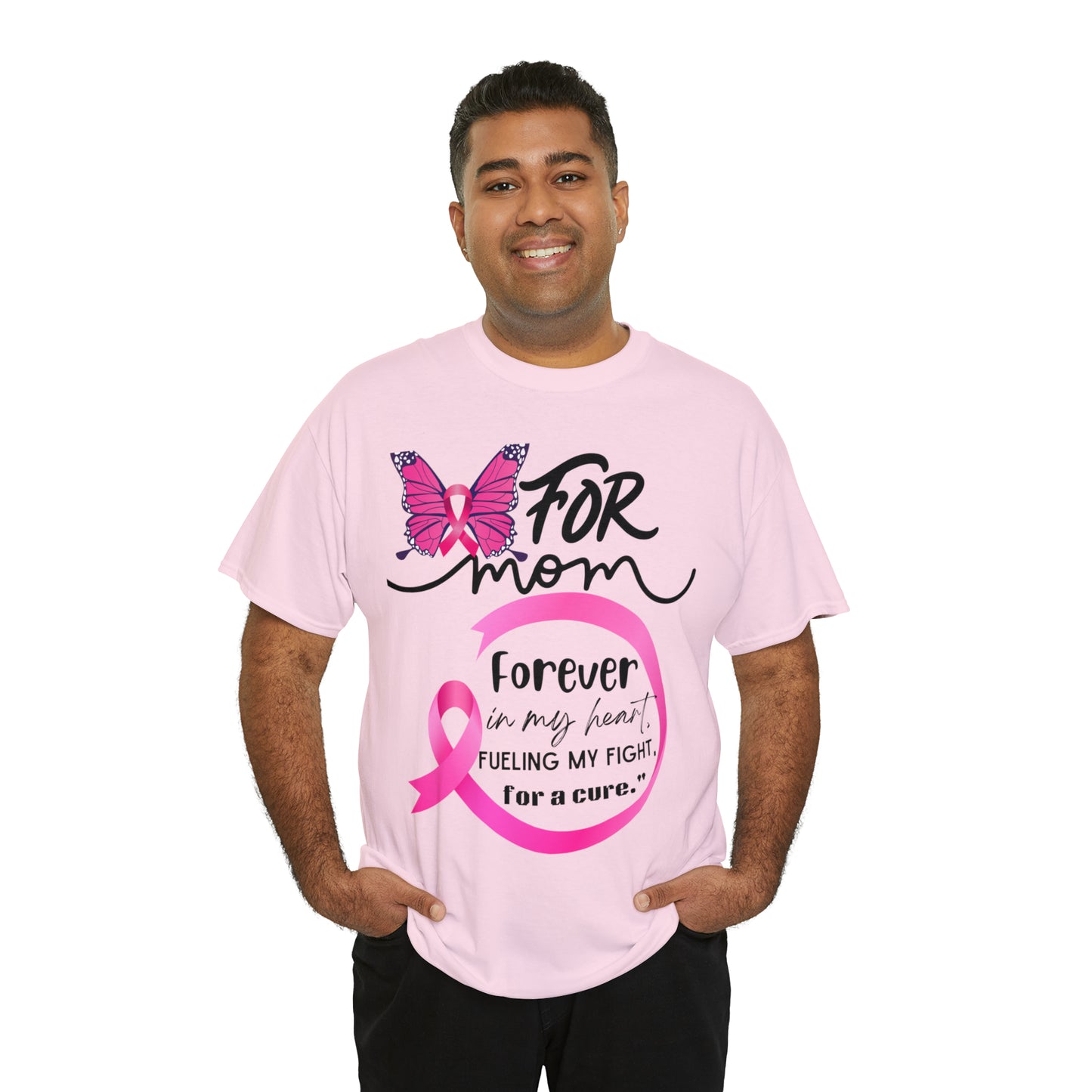 "For Mom" Unisex Breast Cancer Awareness Heavy Cotton Tee